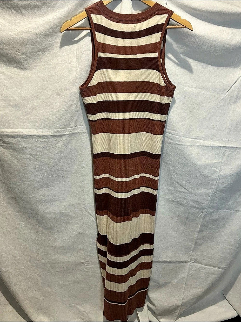 Pink Lily Striped Maxi Dress in Brown & Cream Size Medium Like New